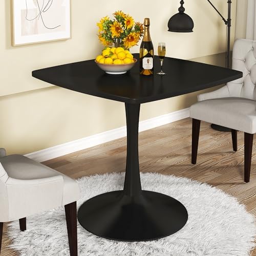 Amazon.com - ATSNOW 31.5 in Black Square Pedestal Tulip Dining Table, Small Space Mid Century ...