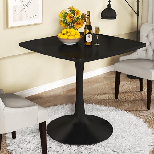 Recaceik Square Dining Table for 2-4 Person, 32 Inches Tulip Kitchen Table with Pedestal Base for Kitchen & Dining Room, Mid-Century Modern in Tulip w/0.71
