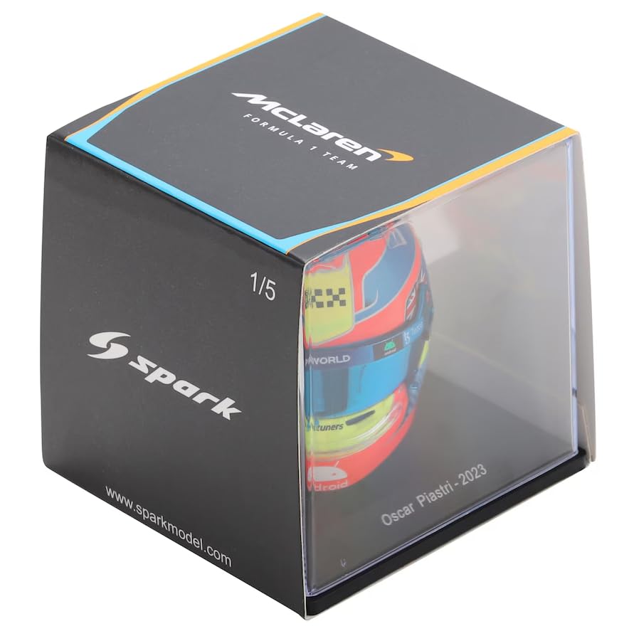 Spark Mini casque Bell à l'échelle 1/5 McLaren F1 Team Oscar Piastri (Saison 2023) en bleu, jaune, rouge