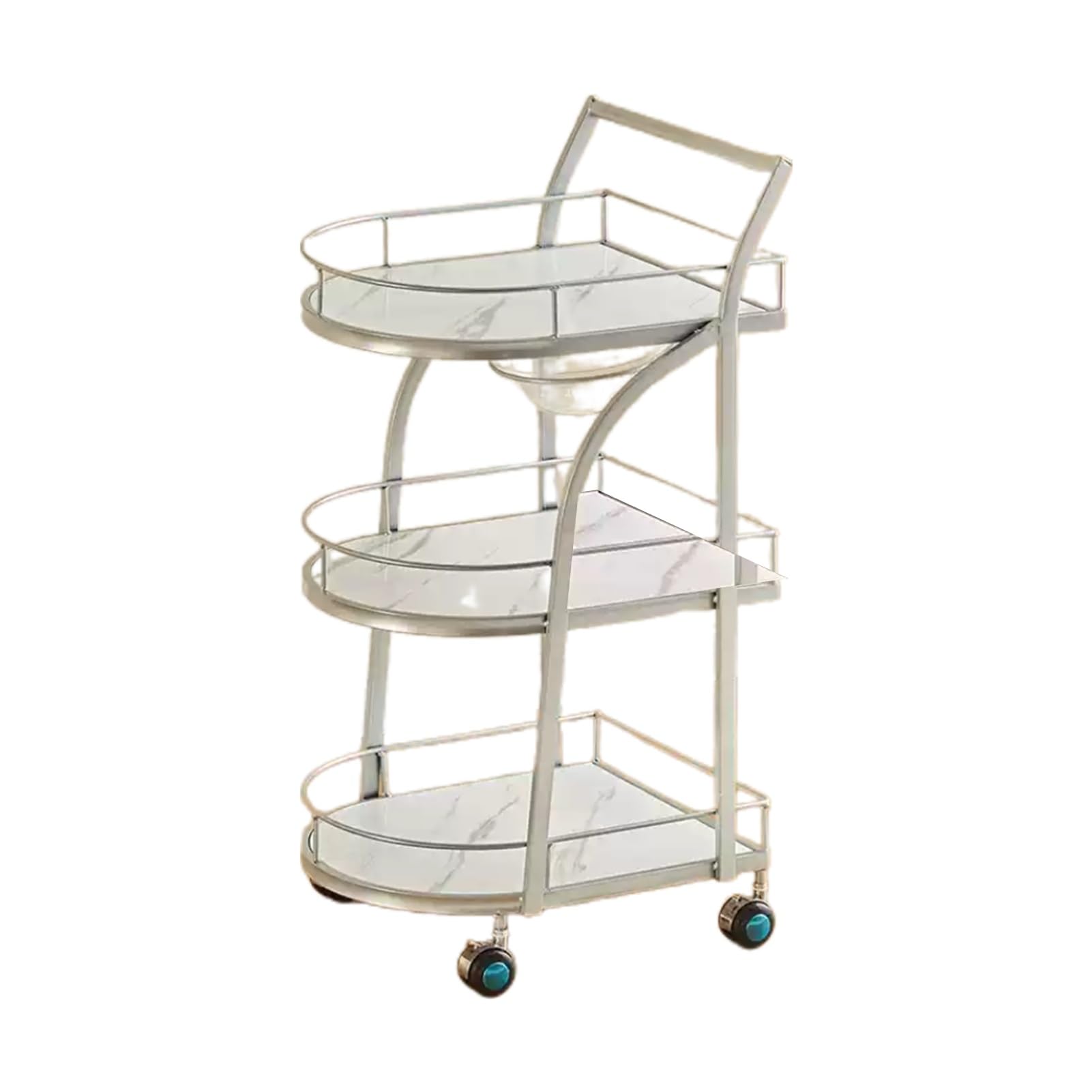 Barbershop Trolleys Beauty Salon Hand-Trolley Tool Carts Shelves with Workbenches,Layered Storage Increased Height,Convenient Universal Pulleys,Suitable for Salon Spa Tattoos(Silver,35x44x85cm)
