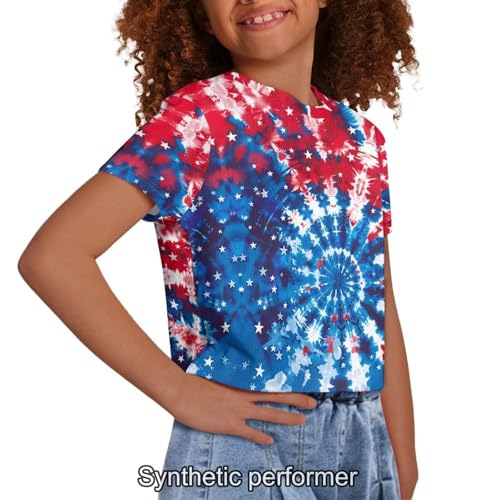 Image of 4th of July Shirt for Girls 7-8 Years US Flag Crop Tops Kids Outfit Independent Day Graphic Tee-