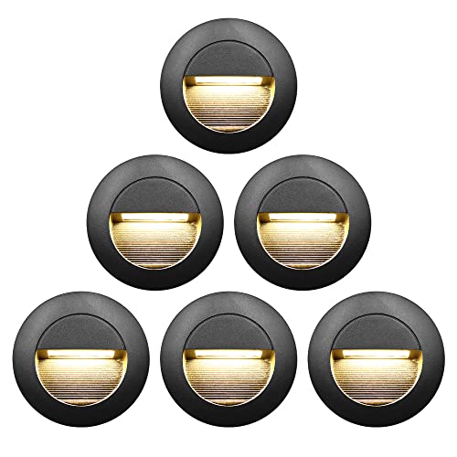 Arotelicht 6Pcs 3W Led Recessed Light Step Light Warm White 3000K Recessed Wall Light Spotlight Staircase Light Lighting Lamp, Inside Outside Garden Balcony Corridor, Aluminum, 120V #TOP6