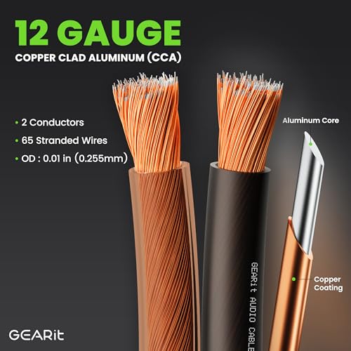 GEARit Pro Series 12 Gauge (2 x 4mm²) Speaker Wire Cable (30.4 Meters / 100 Feet/Black Clear) CCA HiFi Audio Speaker Cable Great Use for Car Audio and Home Theater Surround Sound Systems by GEARit - Image 3