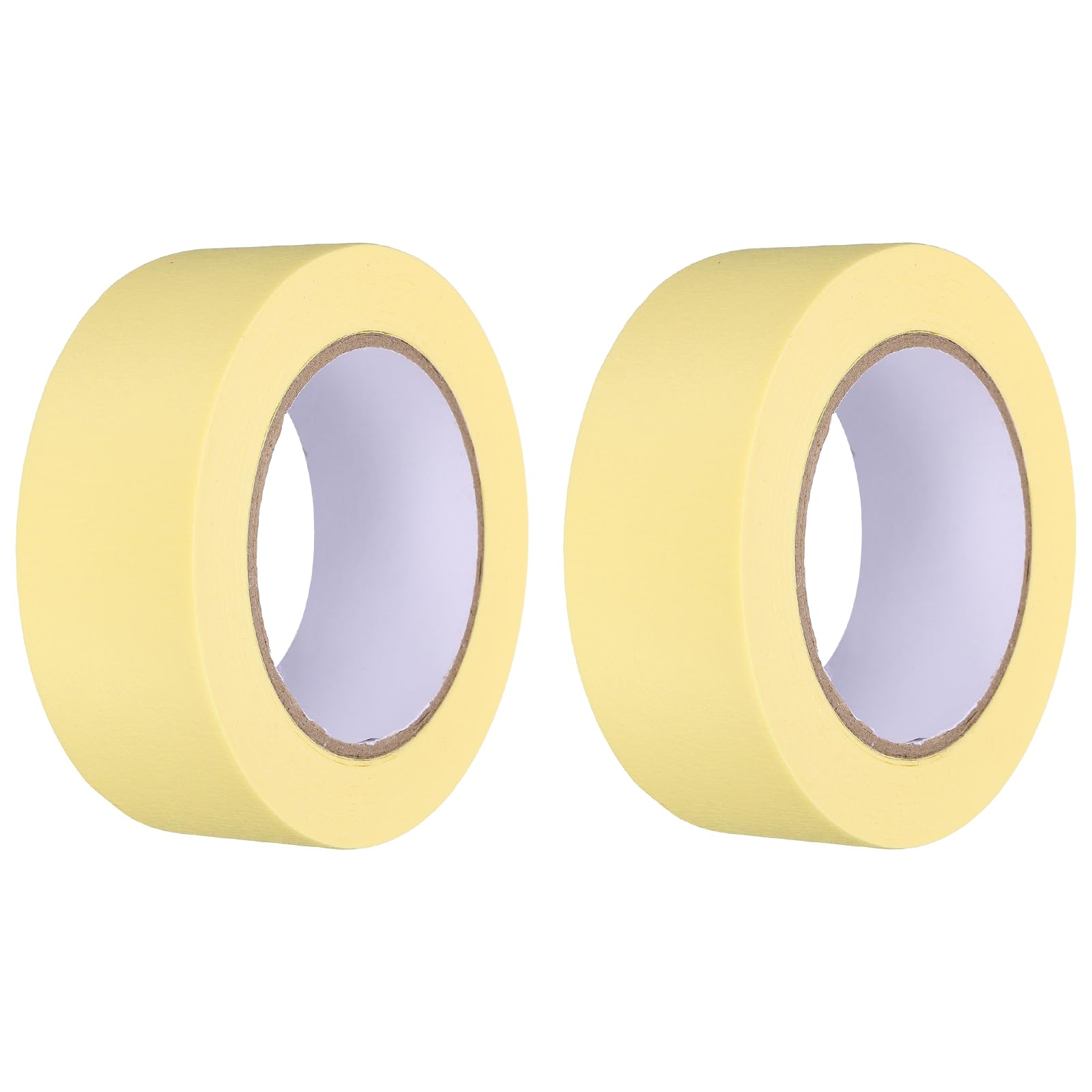 sourcing map 2pcs 45mm x 50 m Colored Masking Tape Universal Crepe Paper Colorful Masking Painter Tape for Art Drawing DIY Handcraft Labeling Sealing, Yellow