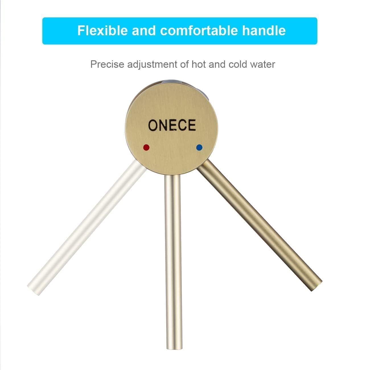 ONECE Grifo de Lavabo Alto, Grifería Baño Oro Cepillado para Encimera | Mezclador Monomando de Acero Inoxidable 304, Aireador Extraíble, Agua Fría y Caliente