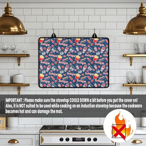 Image of American Flag Elk Kitchen Stove Cover for Electric Stove Heat-Resistant Induction Stove Top Protector with Hanging Loop Countertop Mat 29.18 x 20.96 inches 4th of July Decor