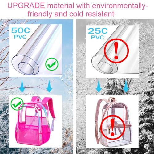 Image of AGSDON Clear Backpack, Heavy Duty Transparent Bookbag, See Through PVC Backpacks for Women Men