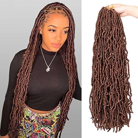ZRQ 24 Inch 7 Packs New Faux Locs Hair for Butterfly Locs, Pre-Looped Soft Locs Hair Synthetic Goddess Locs Braiding Hair Extensions Knotless Style Natural Wavy Crochet Hair for Women (24 Inch, 30#) Cover
