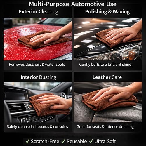 Image of Cutting EDGE 500 GSM Car Microfiber Cloth, Brown, 70x30 cm (Set of 2) | Material: Microfiber, 500 GSM, Small Size, Ideal for Car, Bike, Glass & Dashboard Cleaning, Soft, Lint-Free & Scratch-Free