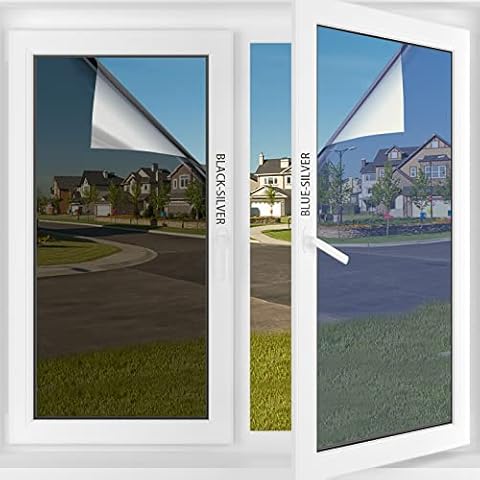 KESPEN Window Film One Way Daytime Privacy Static Cling Sun Blocking Anti UV Reflective Window Tint for Home and Office Cover