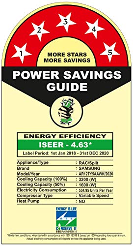 Image of Samsung 1.0 Ton 5 Star Wi-Fi Inverter Split AC (Copper AR12TY5AAWK White Plain)