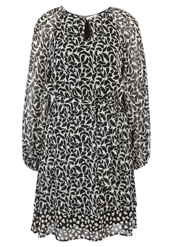 Cartoon Damen Chiffonkleid mit Muster 46, Schwarz/Weiß