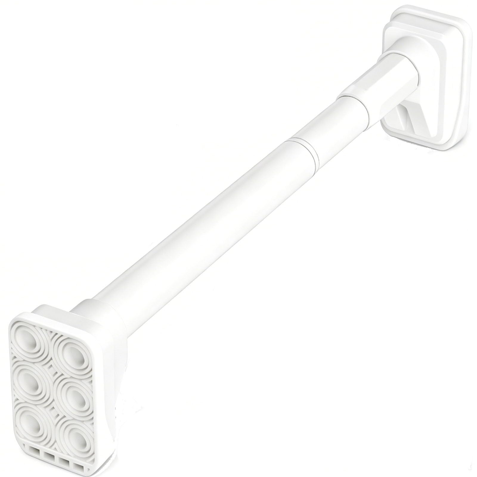 Curtain Rods for Windows, Adjustable Shower Curtain Rod, No Drilling, Anti-Slip Silicone end Caps for Shower Closet Cabinet(White,240-310cm/94-122in)