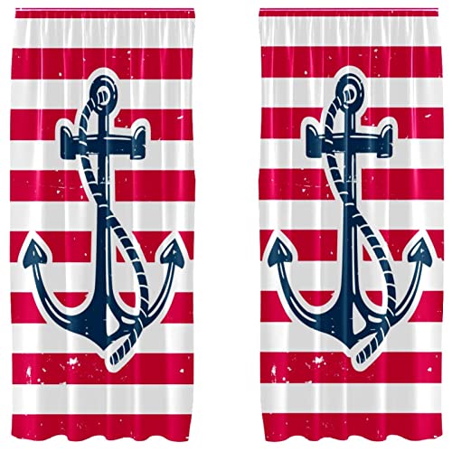 Rideaux occultants 140 x 213 cm microfibre rayures ancre marine isolant