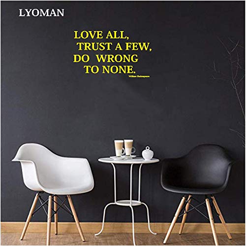 LYOMAN® LOVE ALL ….. Wall Decal Inspirational Wall Decal Motivational Office Decor Quote Inspired Motivated Positive Wall Art Vinyl Coaching Cafe Resturants Bedroom Sticker School Classroom Décor Color YELLOW Pack Of 1