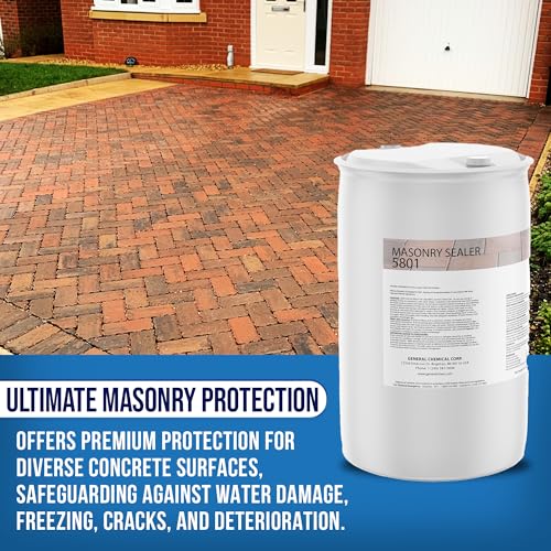 Image of DeckGeneral Masonry Sealer 5801 - Clear Concrete Sealant & Waterproof Sealer for Stone, Brick & Mortar - Silane Siloxane Coating for Driveways, Sidewalks, Patios & More (55 Gallon)