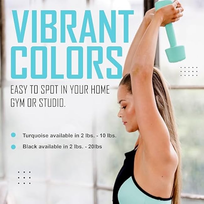 ZIVA Neoprene Tribell Dumbbell Pairs - Set of 2 Hand Weights, Non-Slip Durable Rubber Finish, No-Roll Design for Rigorous Exercise and Strength Training (Avail in 2-20 lb Pairs)