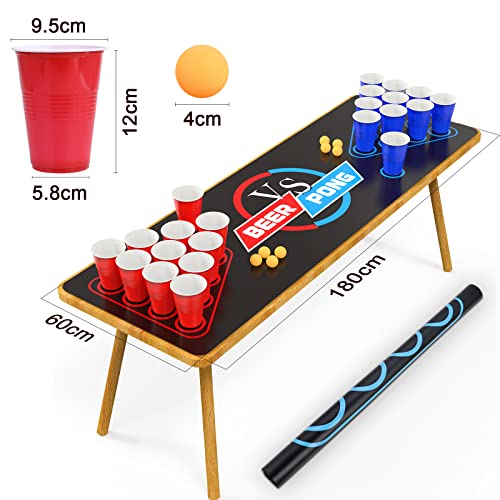 Cieex Beer Pong Set Include 1 Beer Pong Table Mat Party Plastic Cups (15 Blue & 15 Red) 8 Ping Pong Balls Fun Adult Drinking Game for Party Festivals Tournaments BBQ - Image 4