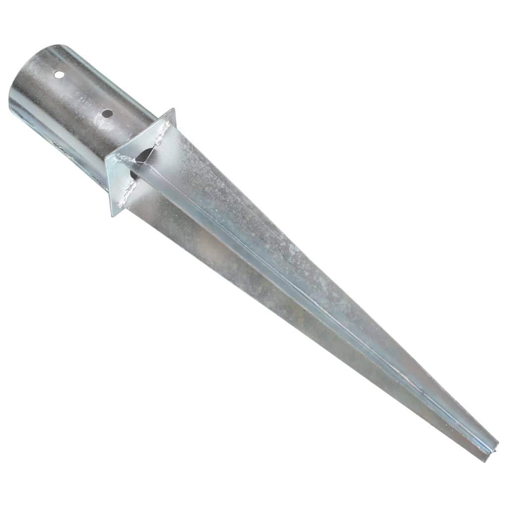 Estacas de acero galvanizado 6 unidades 8 x 61 cm plateadas con agujeros preperforados para un anclaje seguro para valla de jardín, cenador, sombrilla y montaje en invernadero