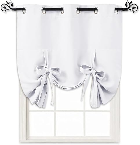 Miniatura 9 de PONY DANCE Cortina con amarre  Juego de cortinas y cenefas de cocina pequeñas ajustables con ojales en la parte superior, para decoración del hogar