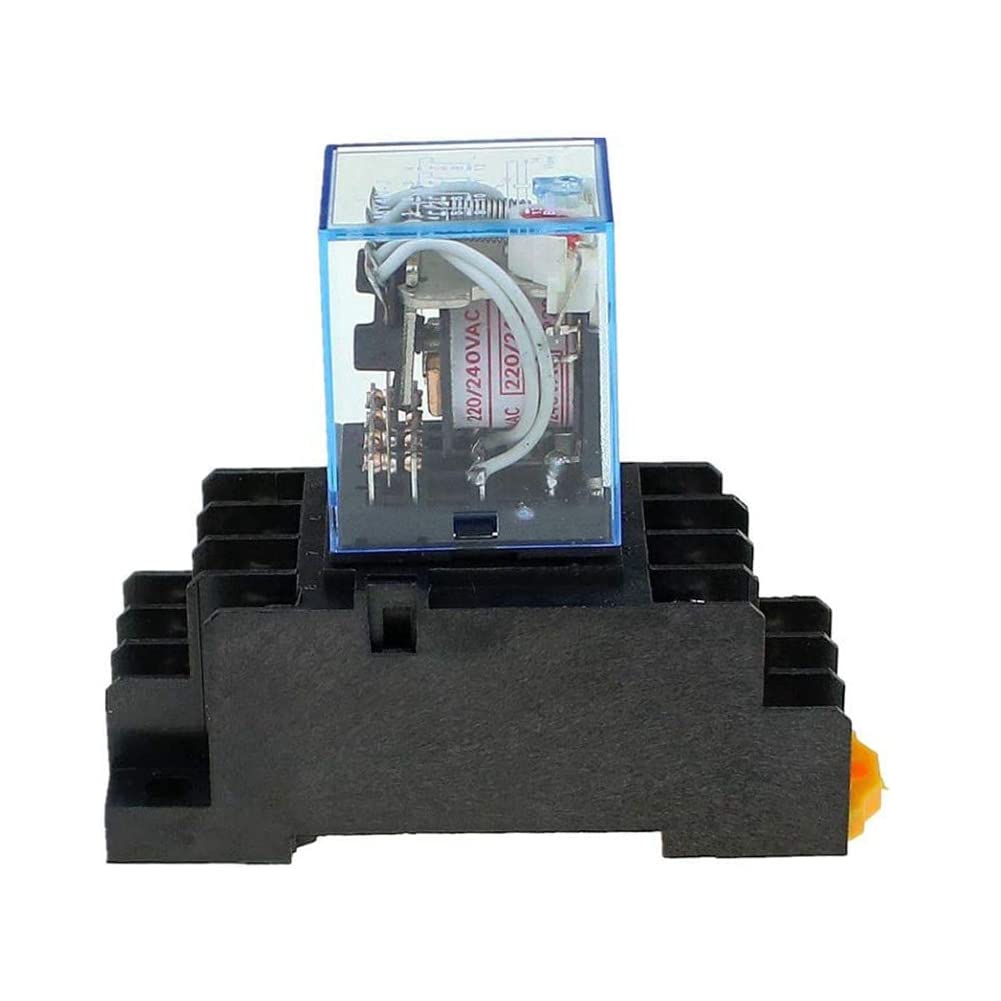 10Pc MY4NJ 14PIN 4DPDT Mini Relé ElectromagnéTico ElectróNico 5A Bobina con Base de Enchufe PYF14A AC 220V