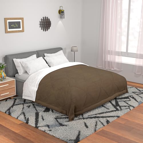 Image of Kuber Industries Premium 90x100 in (Extra Thick) Reversible Soft Blanket for Winter|300 GSM Comforter & Garam Kambal for Home | Quilted Razai /Double Bed Blankets for Winter | Coffee & Off White