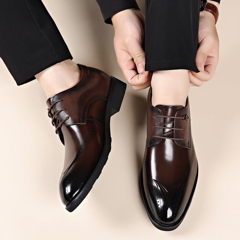 Elegant Prom Dress Shoes for Men Classic Oxford Leather Lace-up Formal Shoes for Wedding Business Evening Wear2