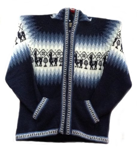 Veste à capuche bleue en laine d'alpaga pour vos sorties cocooning S