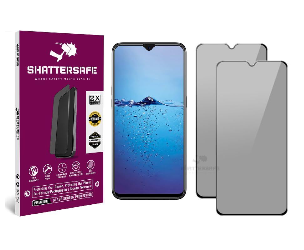 Image of Anti-Spy Privacy Tempered Glass Compatible For Oppo F9 / F9 Pro [Pack of 2]. 9H Hardness, Anti-Scratch, Edge-to-Edge Protection With Easy Installation Kit & Case Friendly Fit.