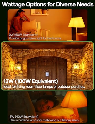 Image of Sleep Light Bulb 100 Watt Equivalent 13W, Blue Light Blocking, 1800K Amber Color Light Bulbs, A19 Warm Light Bulb for Healthy Sleep and Baby Nursery Kids Bedroom, 2 Pack