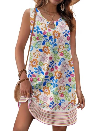 Image of Zeagoo Womens Summer Beach Dresses 2025 Loose Sleeveless Mini Sundress Swimsuit Coverup Spring Casual Boho Tank Dress