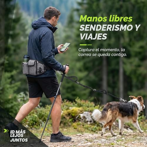 Miniatura 4 de Pecute Correa Running Perro Correa Manos Libres Para Perros Grande Proteger La Cintura Con Costuras Reflectantes, Cinturones De Cintura Ajustables, Endure 110kg Gris 2