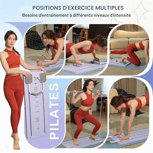 ExeractFit Mini Reformer Pilates Kit avec Barre de Pilate et Bandes de Résistance, Pilates Board Planche Pilate Maison Multifonctionnel Rouleau Abdominaux Équipement d'entraînement(Noir) – vue 2