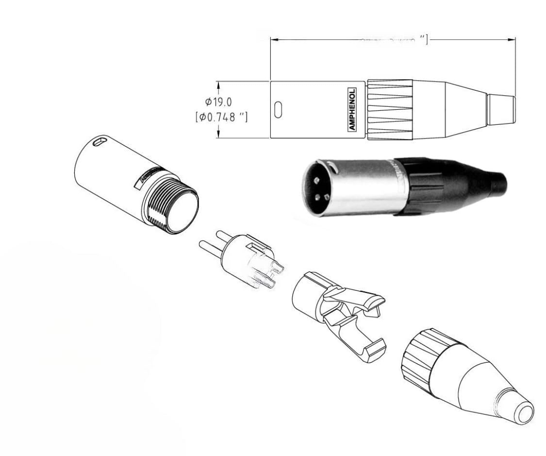 Cavo con connettori XLR maschio a AV AMPHENOL, cavo premium con striscia di tenuta, lunghezza 2 metri (confezione da 1) (rosso)
