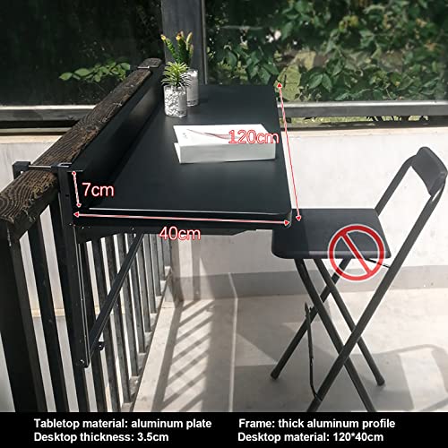 Table suspendue d'extérieur réglable et rabattable pour balcon et terrasse