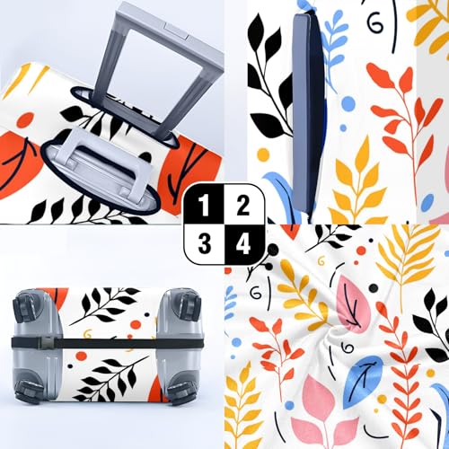 Travel Suitcase Cover Stretchable Luggage Protector with Secure Fastenings Wheel Guard Handle Access Slots Personalized Stylish Patterns Water-Resistant Material Leaves And Plants4
