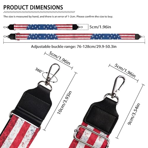 Image of Talayituse Dog Paw American Flag Print Shoulder Strap Wide Purse Bag Strap Adjustable Replacement Belt Luggage Crossbody Shoulder Bag Strap for Women Girls