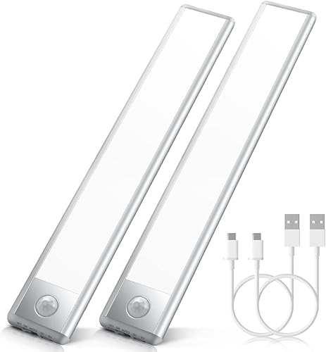 Zikopomi Luces inalámbricas para debajo del gabinete, luz recargable con sensor de movimiento para interiores, luz magnética para armario, luz