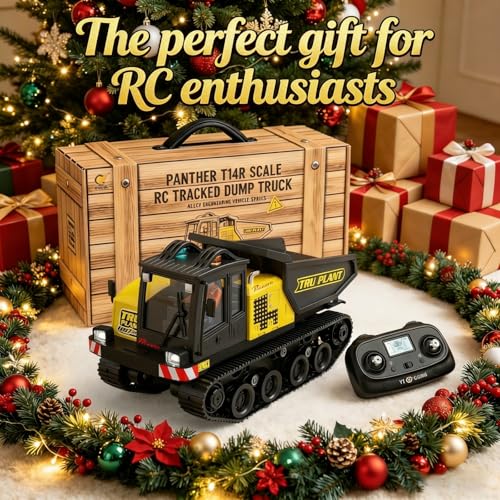 Munmel 1:50 Scale Alloy Metal RC Dump Truck, Tracked Remote Control Construction Vehicle with Gyro Straight-Line Assist by Munmel - Image 7