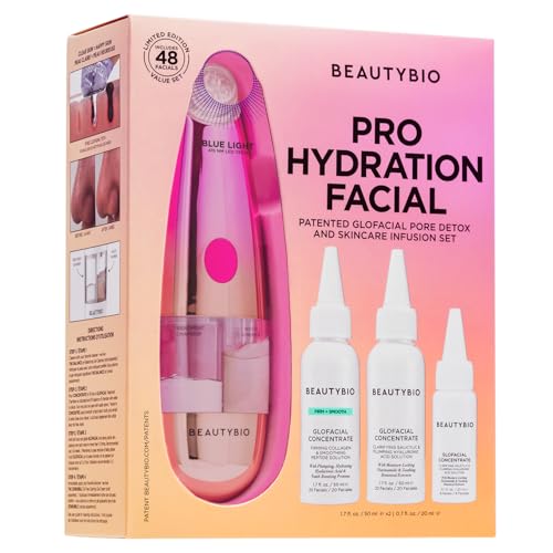 beautybio glofacial hydro-infusion deep pore cleansing  blue led clarifying set tool  concentrate