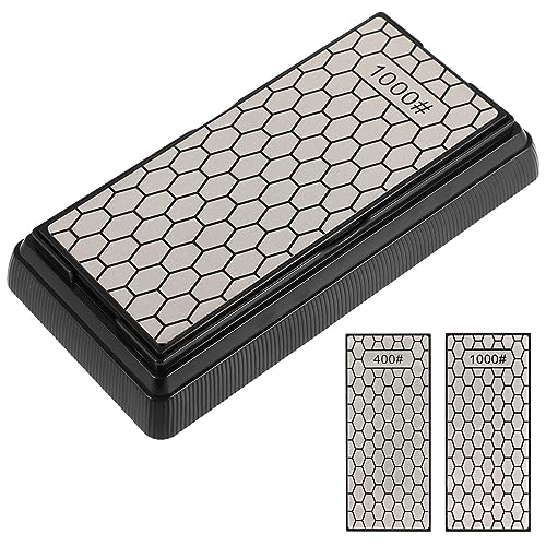 UKCOCO Afilador de cuchillos de diamante con base antideslizante, piedra de afilar de doble cara para tijeras domésticas y productos de cerámica, afilador portátil eficiente para aplicaciones