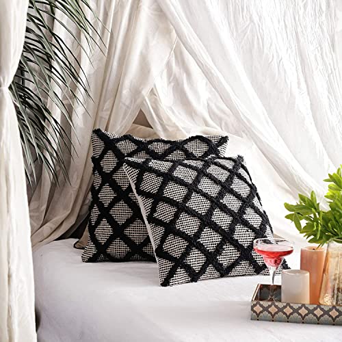 Image of Cushion - Handloom Cotton Cushion Cover Aƒ¢aa€š¬aa‚¬A inch Boho Throw Pillow Case for Sofa, Couch, Bedroom & Living Room (16x16 Inch)