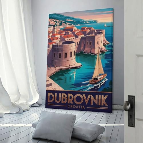 Tableau imprimé sur toile Dubrovnik décoration murale vintage au rendu artistique