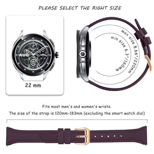 WoPail 22mm Leather Strap for Xiaomi Watch 5/ S4 / S4 Sport /S3 /S2 /S1 /watch 2/2 Pro - Image 3