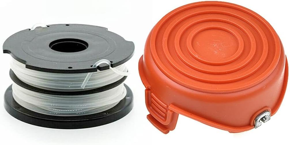 YUETTYY Trimmer Replacement Spool & Line + Spool Cover Cap for Black & Decker GL675 GL680 GL685 GL686 GL687 GL690 Strimmer Spool Line Cover (1 set)