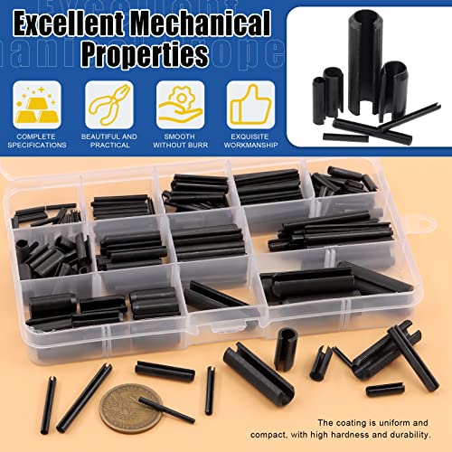 Glarks 230 Stück 11 Größen Rollstift-Set, M2 M3 M4 M5 M6 M8 M10 Schlitzfederstifte Split Federdübel Hardware Sortiment Kit für Heimwerker, Automobil-Reparatur