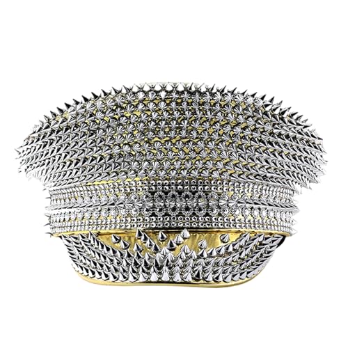 Chapeau en cuir PU unisexe réglable avec rivets pour un style punk rock moderne