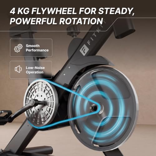 Image of Fitkit by Cult FK8002 Spin Bike 4 kg Flywheel, Max Weight 140 kg, Adjustable Seat, LCD Display for Fitness at Home Workouts Exercise Cycle for Home (Black)
