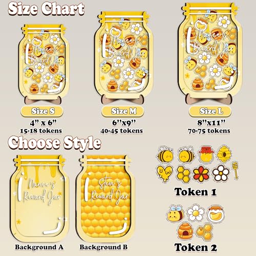 Image of Personalized Bee Magnetic Reward Jar for Kids, Classroom Reward Jar, Positive Behavior System Rewards with Bee Tokens, Back to School Gift for Boys & Girls, Toddler Potty Training