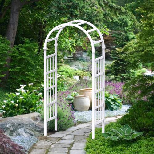 Qikdesign 40" W X 86" H Vinyl Arch, Vinyl Arbor, Garden Arch, Garden Arbor For Climbing Plants, Yard, Garden Or Pathway, White #TOP23